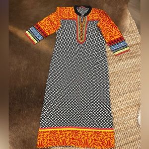 Indian Kurta orange black printed colors